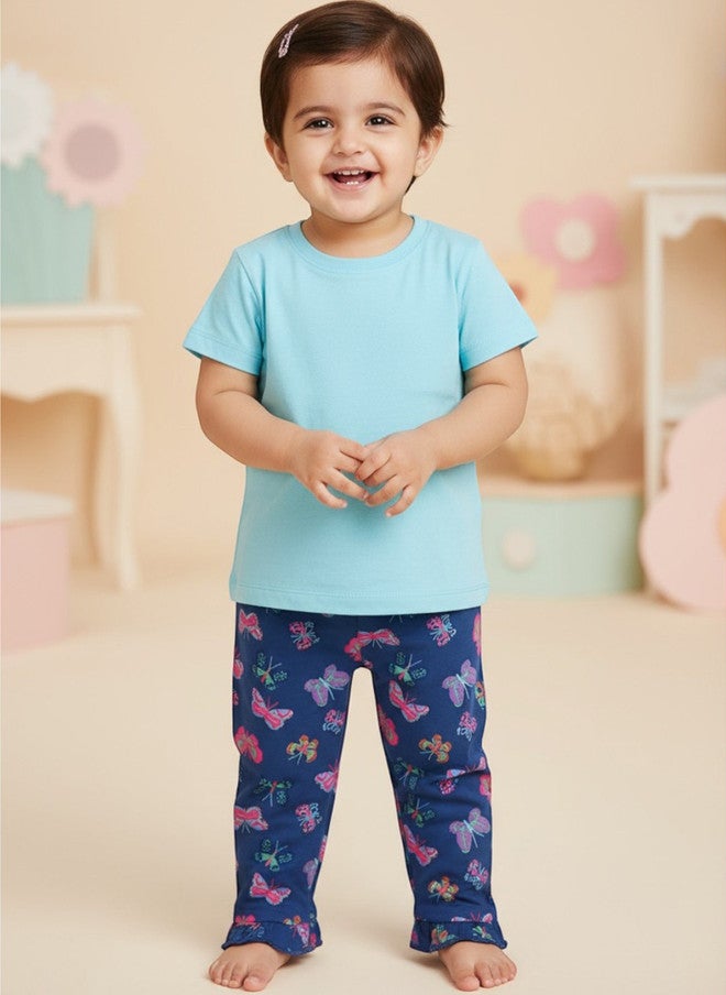 BONTOTS Infant Girls Flutter Fun Printed Organic Cotton Pyjama - Image 1